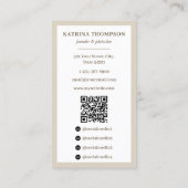 Preppy Brown & Beige Stripes Bakery Logo QR Code Visitenkarte (Rückseite)