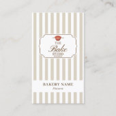 Preppy Brown & Beige Stripes Bakery Logo QR Code Visitenkarte (Vorderseite)