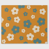 Preppy Brown Blue Hippie Blume Pattern Geschenkpapier (Flach)