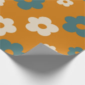 Preppy Brown Blue Hippie Blume Pattern Geschenkpapier (Ecke)