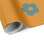 Preppy Brown Blue Hippie Blume Pattern Geschenkpapier (Rolleneckpunkt)