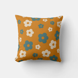 Preppy Brown Blue Hippie Blume Pattern Kissen
