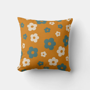 Preppy Brown Blue Hippie Blume Pattern Kissen