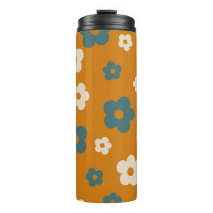 Preppy Brown Blue Hippie Blume Pattern Thermosbecher