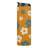 Preppy Brown Blue Hippie Blume Pattern Thermosbecher (Nach rechts gedreht)