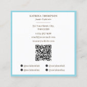 Preppy Brown & Blue Stripes Bakery Logo QR Code Quadratische Visitenkarte (Rückseite)