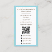 Preppy Brown & Blue Stripes Bakery Logo QR Code Visitenkarte (Rückseite)