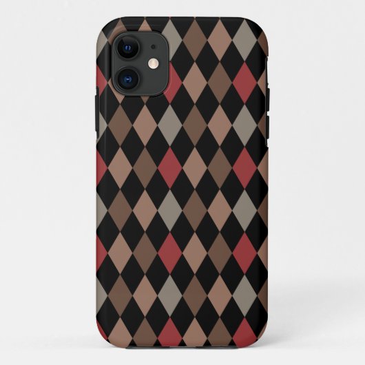 Preppy Brown Red and Black Raute Pattern Case-Mate iPhone Hülle (Rückseite)