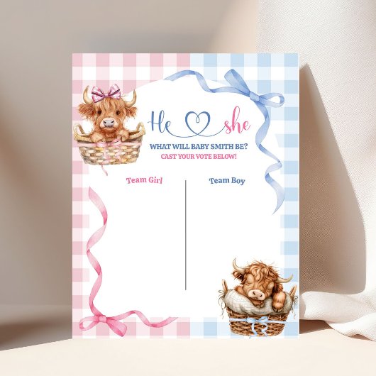 Preppy Bull oder Heifer Gender Reveal Board Poster