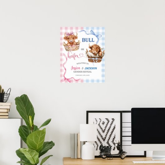 Preppy Bull oder Heifer Gender Reveve Willkommen Poster (Heimbüro)