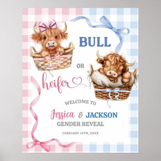 Preppy Bull oder Heifer Gender Reveve Willkommen Poster (Vorne)
