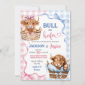 Preppy Bull oder Heifer Highland Cow Gender Reveal Einladung (Vorderseite)