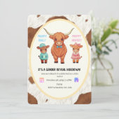 Preppy Bull or Heifer Gender Reveal Hoedown  Einladung (Stehend Vorderseite)