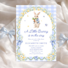 Preppy Bunny Floral Rabbit Gingham Boy Baby Shower Einladung