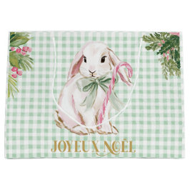 Preppy Bunny & Green Gingham Joyeux Noël Große Geschenktüte