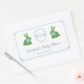 Preppy Bunny Monogram Baby Shooting Danke, dass du Rechteckiger Aufkleber (Umschlag)