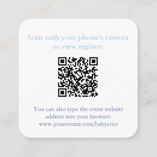 Preppy Bunny Monogram QR Code Baby Shooting Regist Begleitkarte (Vorderseite)