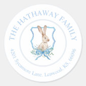 Preppy Bunny Personalisiert Return Address Label Runder Aufkleber (Vorderseite)