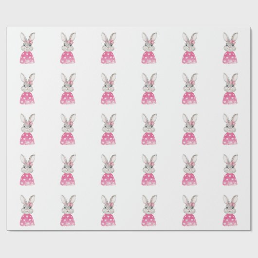 Preppy Bunny Rabbit Bow Geschenkpapier (Flach)