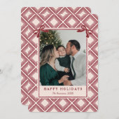 Preppy Burgundy Diamond Pattern Holiday Card (Vorne/Hinten)
