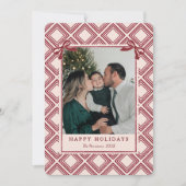 Preppy Burgundy Diamond Pattern Holiday Card (Vorderseite)