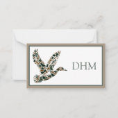 Preppy Camouflage Mallard Duck Monogram Mitteilungskarte (Vorderseite)