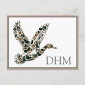 Preppy Camouflage Mallard Duck Monogram Postkarte (Vorderseite)