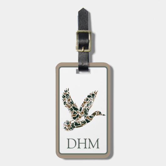 Preppy Camouflage Mallard Ducks Monogram Gepäckanhänger (Vorderseite vertikal)