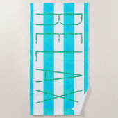 Preppy Caribbean Blue and White Stripe Relax Strandtuch (Vorderseite)