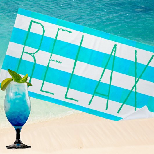 Preppy Caribbean Blue and White Stripe Relax Strandtuch
