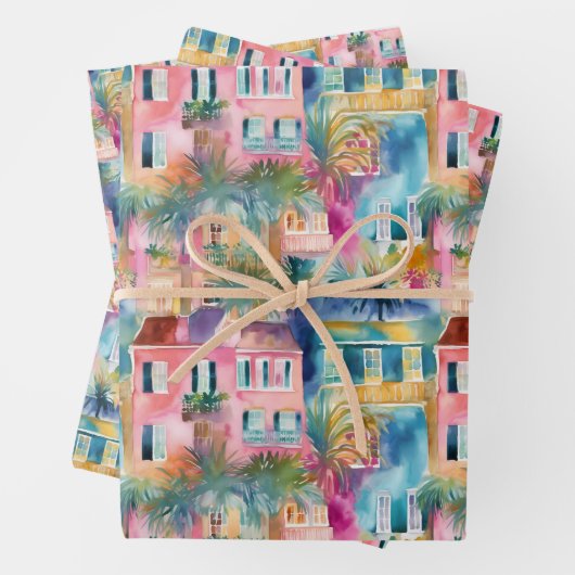 Preppy Charleston Houses Geschenkpapier Set (Beispiel)