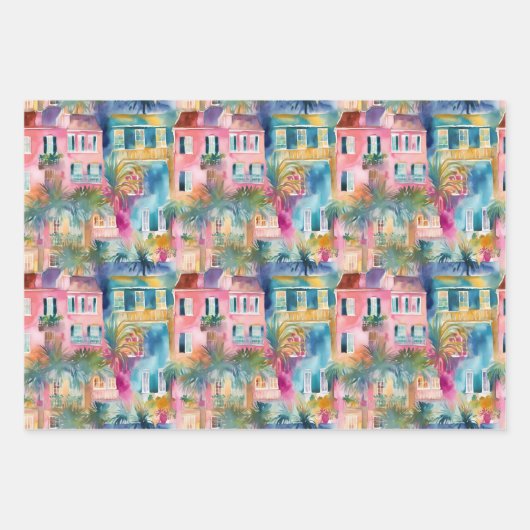 Preppy Charleston Houses Geschenkpapier Set (Vorderseite)