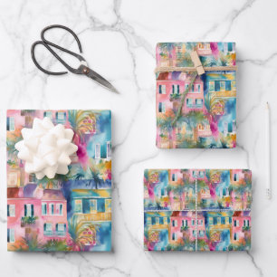 Preppy Charleston Houses Geschenkpapier Set