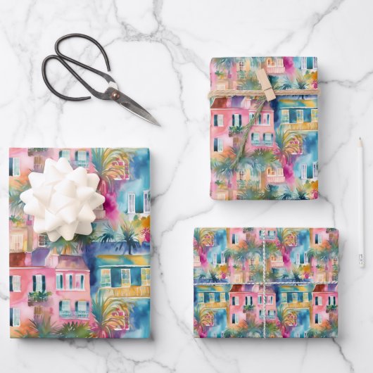 Preppy Charleston Houses Geschenkpapier Set (Vorderseite)