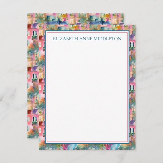 Preppy Charleston Houses Personalisiert Begleitkarte (Vorne/Hinten)