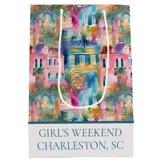 Preppy Charleston Houses Personalisiert Mittlere Geschenktüte (Rückseite)