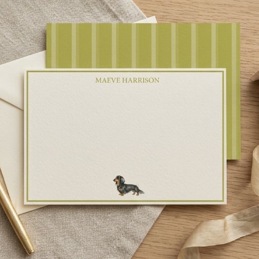 Preppy Chartreuse Streifen-Dackel Briefpapier
