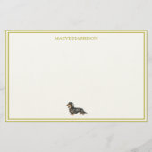 Preppy Chartreuse Streifen-Dackel Briefpapier (Vorderseite)