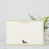 Preppy Chartreuse Streifen-Dackel Briefpapier (Stehend Vorderseite)