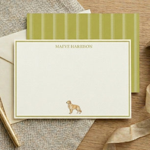 Preppy-Chartreuse-Streifen-Golden-Retriever Briefpapier