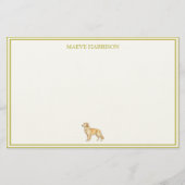 Preppy Chartreuse Stripe Golden Retriever Briefpapier (Vorderseite)