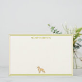Preppy Chartreuse Stripe Golden Retriever Briefpapier (Stehend Vorderseite)