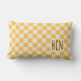 Preppy Check Modern Yellow White NAME Sweet Lendenkissen