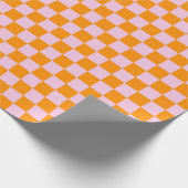 Preppy Check Pink Orange Mod Geschenkpapier (Ecke)