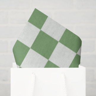 Preppy Checkerboard Green White Mod Retro Seidenpapier