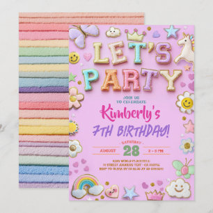 Preppy Chenille Patch Letter Stickers Geburtstag Einladung