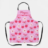 Preppy Cherries mit Red Bows und Blume Name Schürze (Vorderseite)