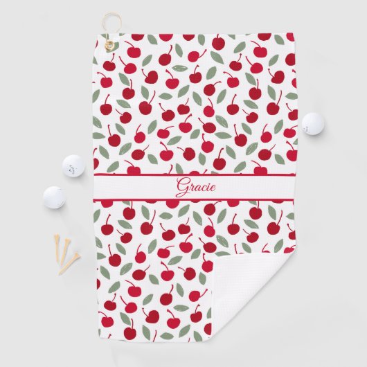 Preppy Cherry Fruit Pattern Golfhandtuch (Insitu)