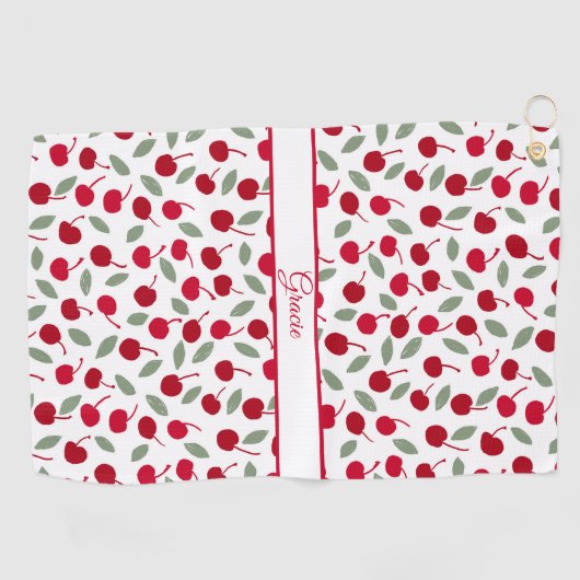 Preppy Cherry Fruit Pattern Golfhandtuch (Horizontal)