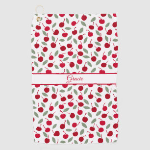 Preppy Cherry Fruit Pattern Golfhandtuch
